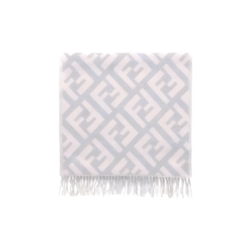 FENDI Logo Jacquard Fringed Edge Scarf-1