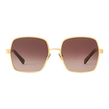 LOUIS VUITTON Metal Acetate Metal Parts Square Sunglasses Women's Gold