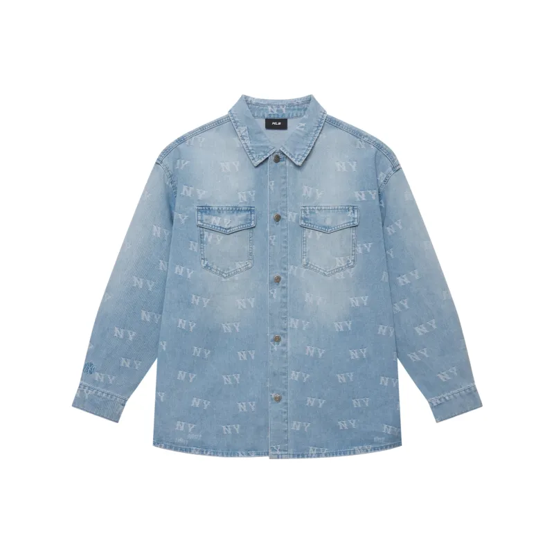 MLB MONOGRAM Collection New York Yankees SS25 Shirt Unisex Light Blue-0