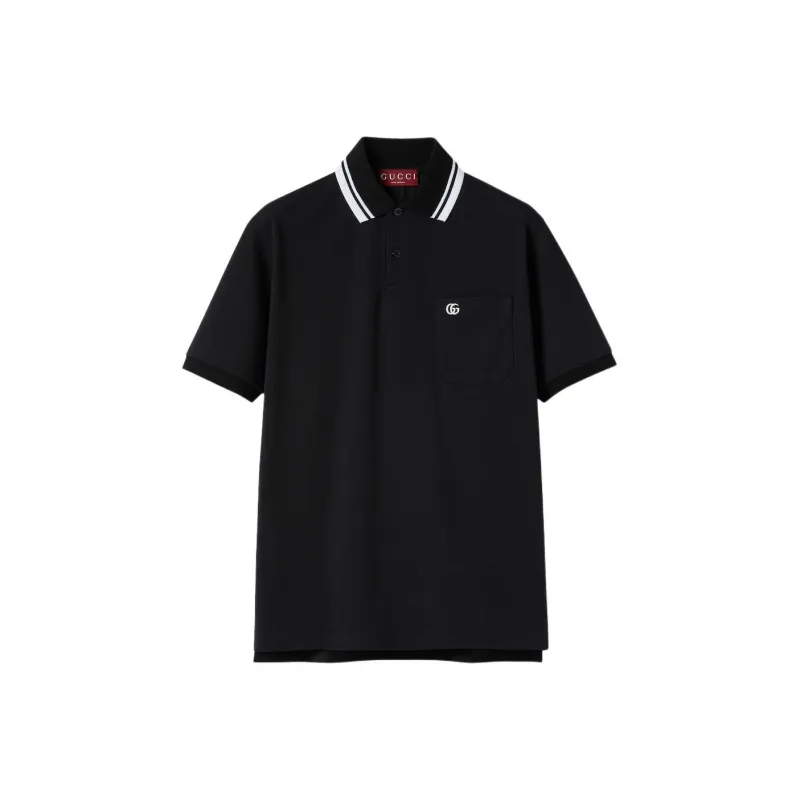 GUCCI Logo Embroidered Short Sleeve Polo Shirt-0