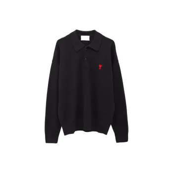 Ami Paris Logo Wool Poloshirt