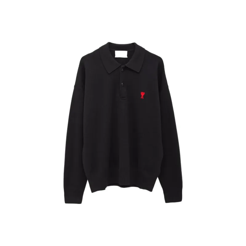 Ami Paris Logo Wool Poloshirt-0