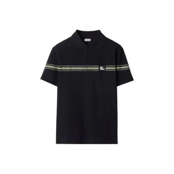 Burberry Equestrian Knight Motif Striped Polo Shirt