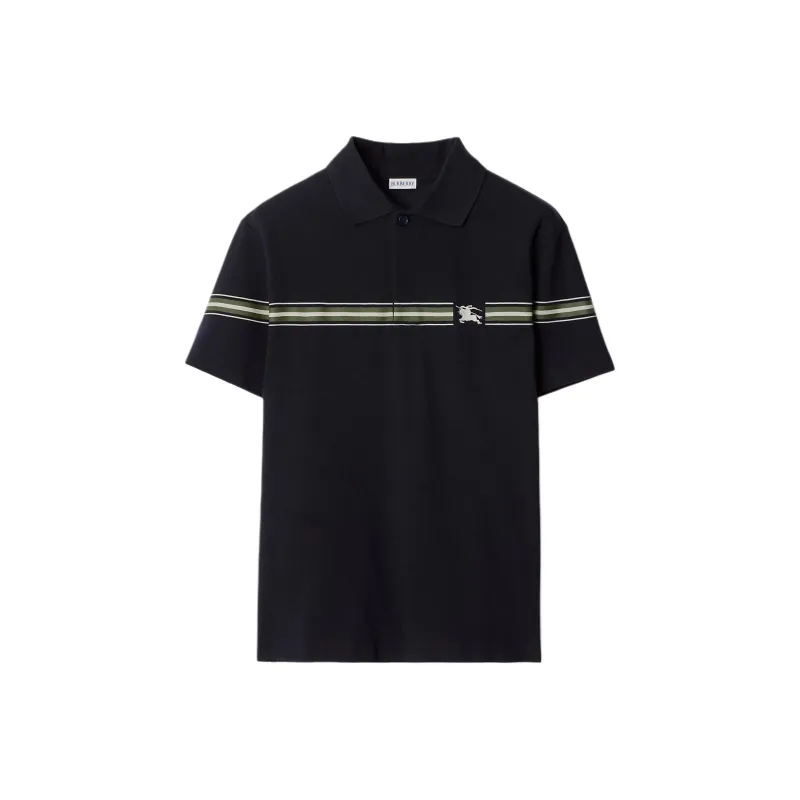 Burberry Equestrian Knight Motif Striped Polo Shirt-0