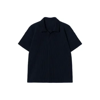 ISSEY MIYAKE Pleated Short Sleeved Polo Shirt