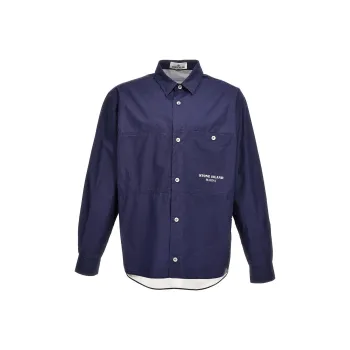 STONE ISLAND Logo Printed Striped Overshirt