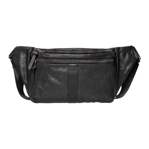 VIHUS Top Grain Cow Leather Shoulder Bag Men's Black