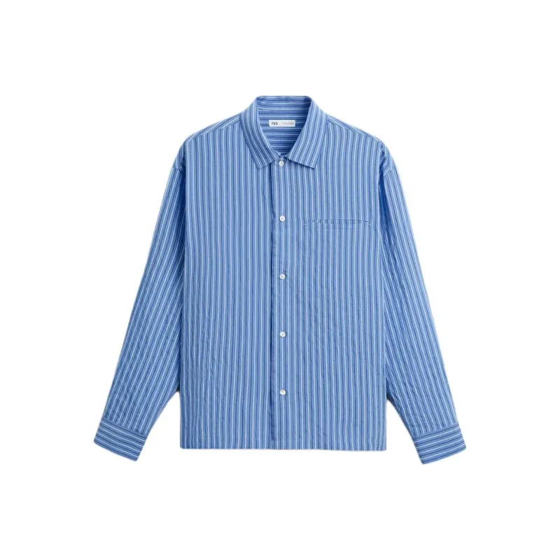 ZARA Shirts Men Blue/White-0