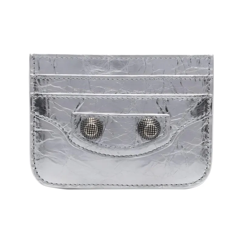 Balenciaga Balenciaga Le Cagole Lambskin Card Holder Women's Silver-0