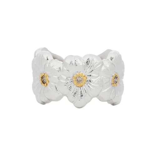 BUCCELLATI 925 Sterling Silver Gold Plated Color Stone Diamond Rings Unisex Silver