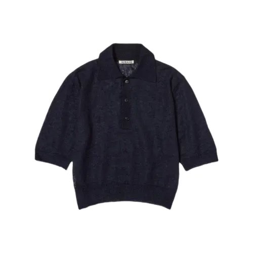 Auralee Kid Mohair Sheer Knit Polo