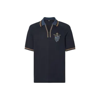 FENDI Crest Embroidered Short Sleeve Polo Shirt