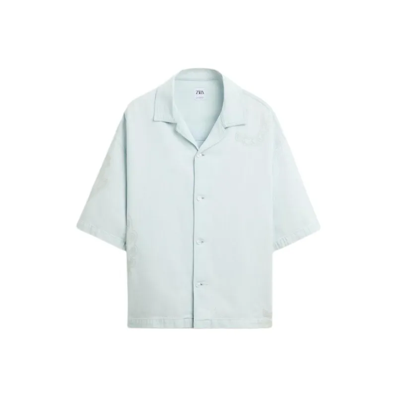 ZARA Shirts Men Light Blue-0