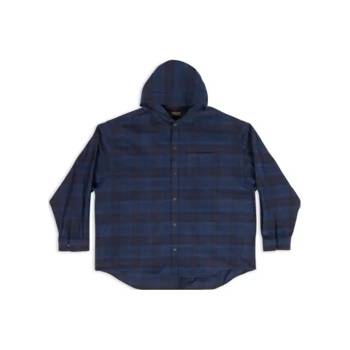 Balenciaga Checked Hooded Shirt Coat