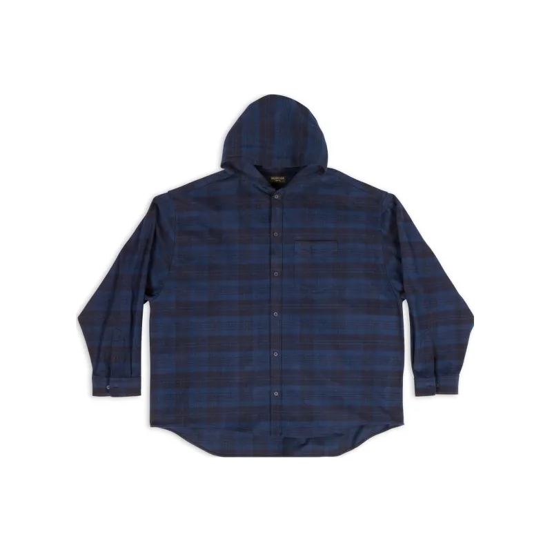 Balenciaga Checked Hooded Shirt Coat-0