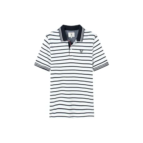 AIGLE BARTWING ST Polo Shirt Men's Super Bright White Stripes
