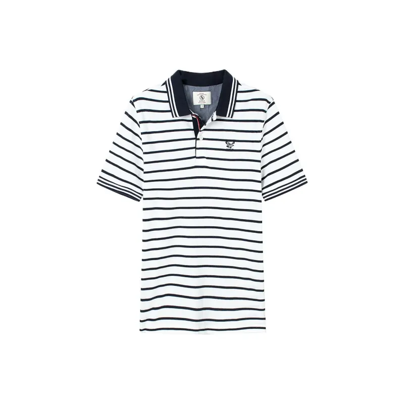AIGLE BARTWING ST Polo Shirt Men's Super Bright White Stripes-0