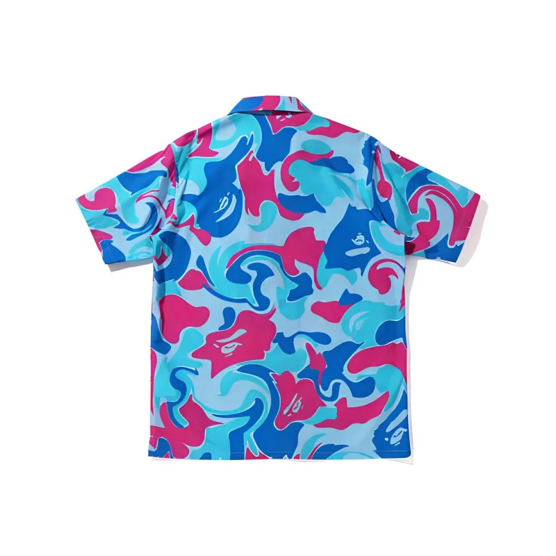 Bape Marble Camo Open Collar S/S Shirt-1