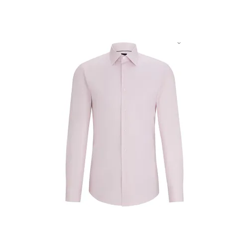 HUGO BOSS Slim-Fit Shirt In Printed Stretch-Cotton Dobby Shirt Men's Light Pink