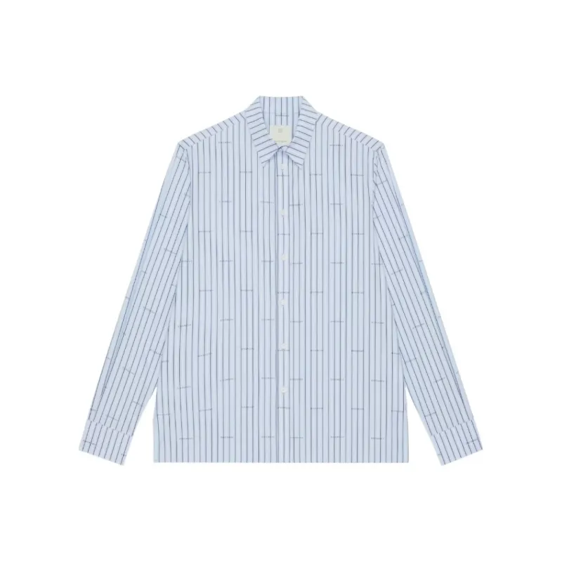 Givenchy Logo Print Striped Long Sleeve Shirt-0