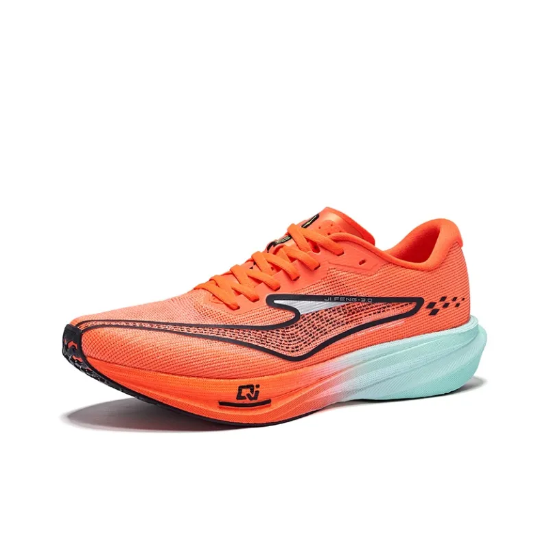 Erke Extreme Wind 3.0 Running Shoes Men Low Top Neon Sunset Red With Solid Black-2