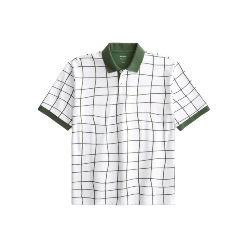 Hollister Polo Shirt Men's White Plaid-0