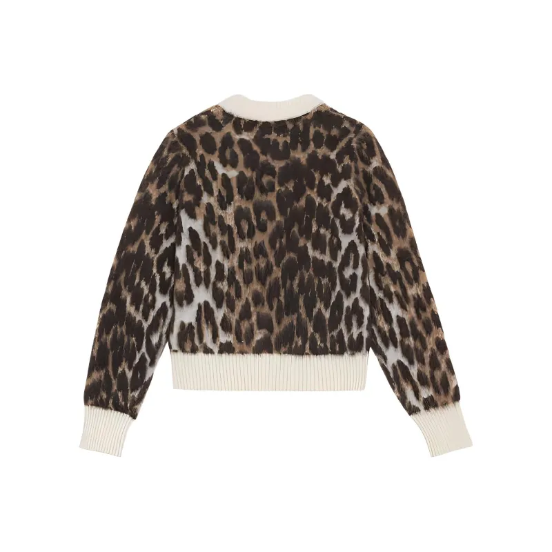GANNI Leopard Jacquard O Neck Jumper 'Leopard'-1