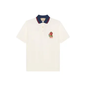 GUCCI Embroidered strawberry Polo Shirt