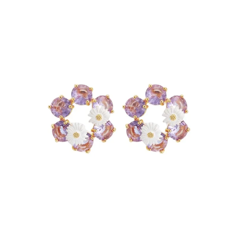 LES NEREIDES Gold Plated Brass, Enamel, Glass Earrings Women's Purple-1