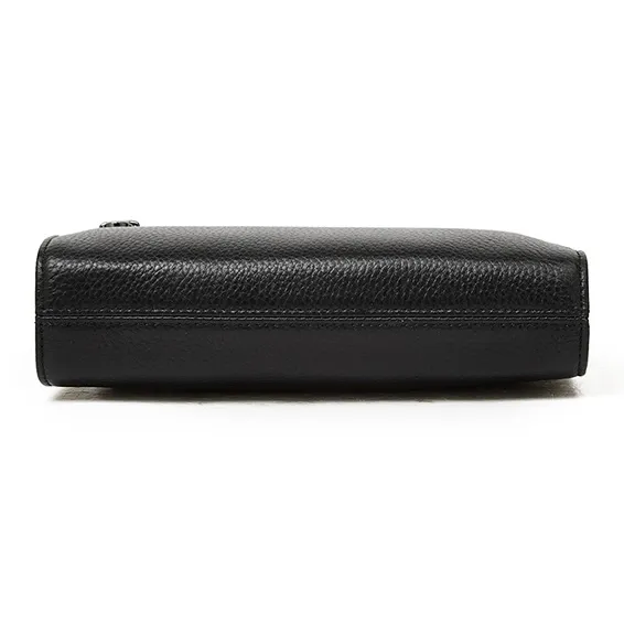 Old Man's Head Top Grain Cow Leather Clutch Regular Men's Black-5