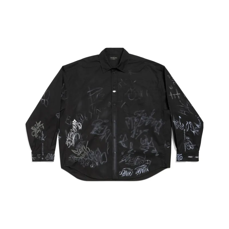 Balenciaga Shirt Loose Fit Men's Black-0