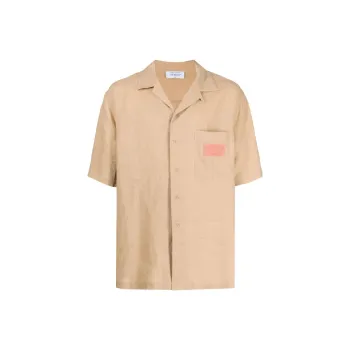 OFF WHITE Slogan print Linen Shirt