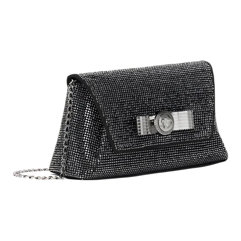 VERSACE Medusa Viscose Envelope Bag One Shoulder Crossbody Clutches Women's Black-1