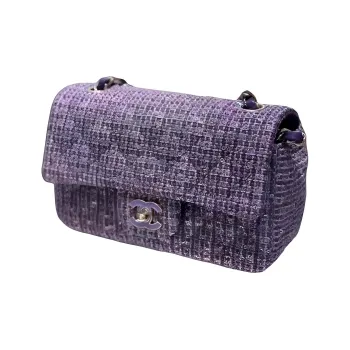 CHANEL Classic Flap CF Twill Soft Woolen Shoulder Bag, Crossbody Bag Women's Purple