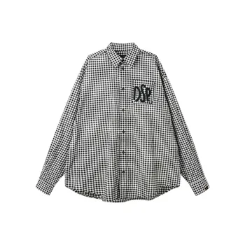 DANGEROUSPEOPLE Shirt Men's Black Background Plaid