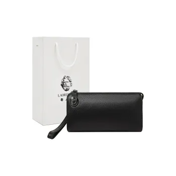 Old Man's Head Top Grain Cow Leather Clutch Regular Men's Black