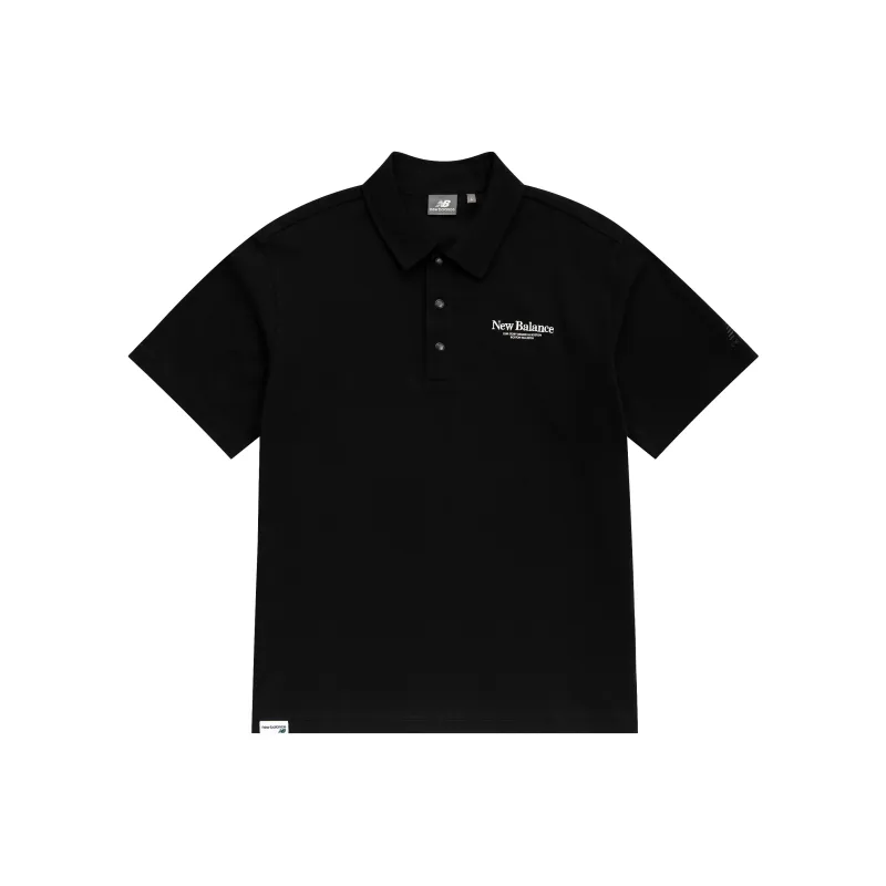 New Balance Logo Polo Shirt Men's Black-0