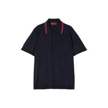 GUCCI Web Detailed Knit Polo Shirt