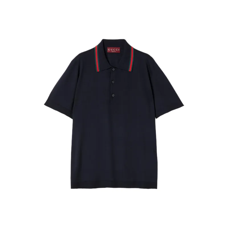 GUCCI Web Detailed Knit Polo Shirt-0