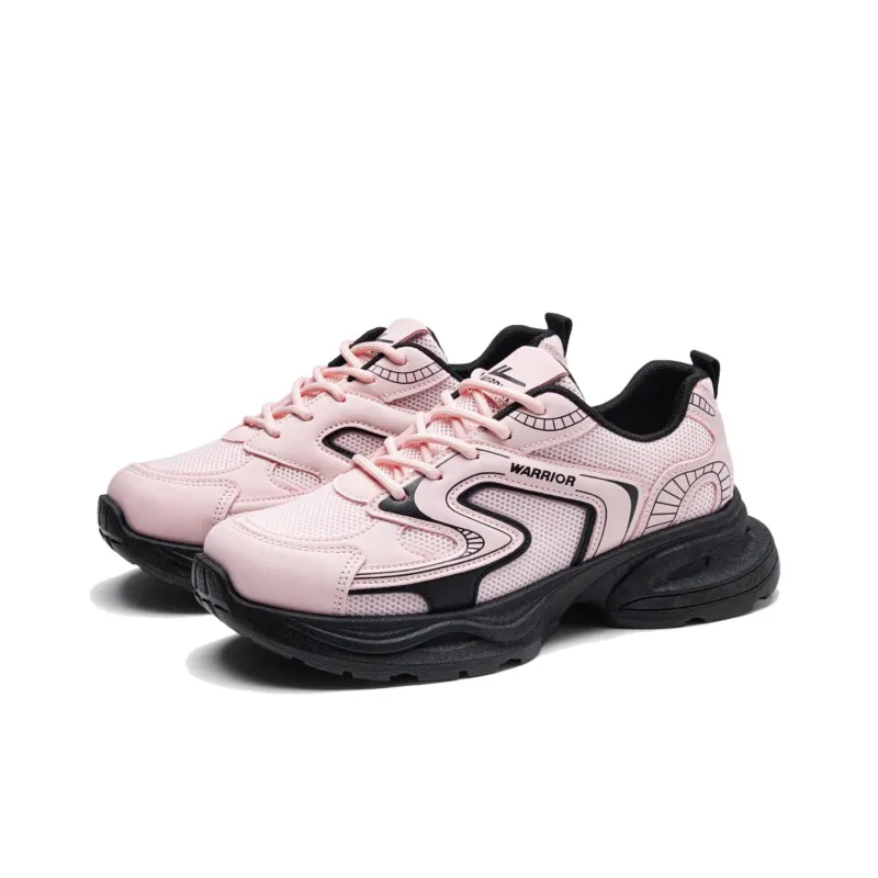 Warrior Anti Slip And Wear Resistant Height Increasing Low Top Chunky Sneakers Women's Pink Black-3