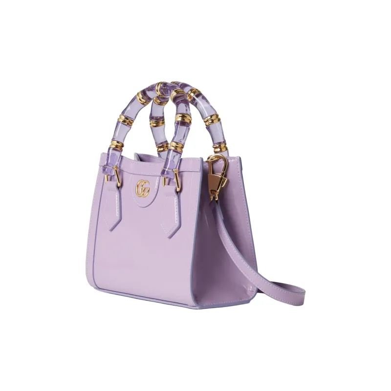 GUCCI Diana Polished Leather Tote Bag, Shopping Bag, Shoulder Bag, Handbag Mini Women's Light Purple-1