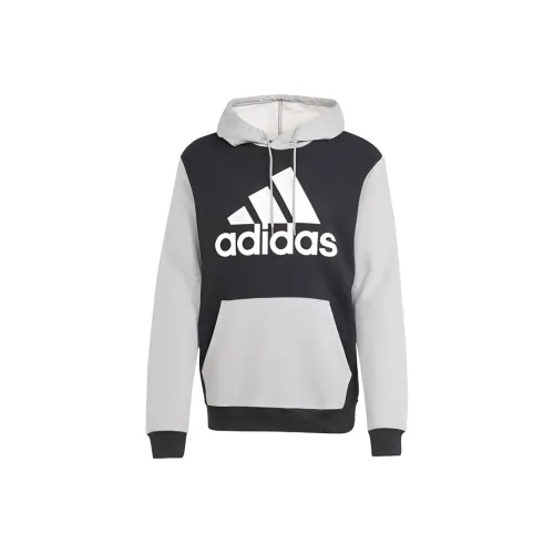 Adidas ESSENTIALS FLEECE BIG LOGO HOODIE Sweatshirt Men's Black/Medium Gray Mixed Color
