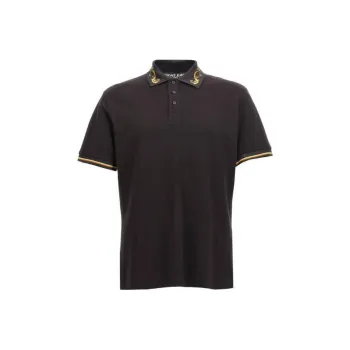 VERSACE JEANS COUTURE Chromo Couture Printed Striped Trim Polo Shirt