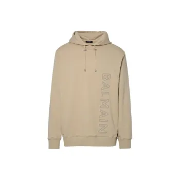 BALMAIN Logo Embossed Drawstring Hoodie