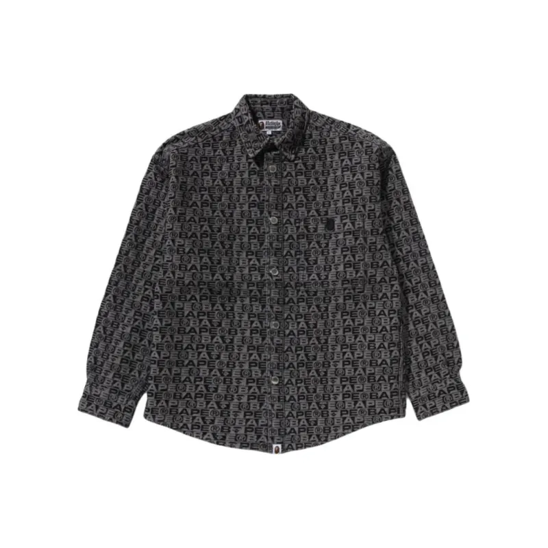 A BATHING APE Lux Sport Pattern Jacquard 10oz Denim Shirt-0
