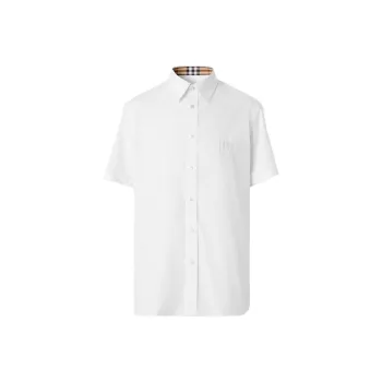 Burberry FW22 Men Logo Embroidery Single Breasted Short Sleeve Shirt White