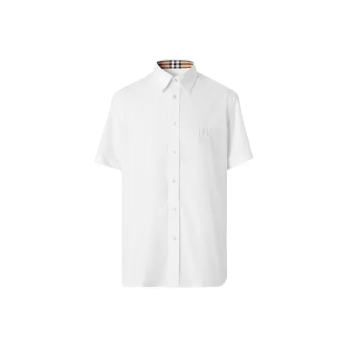 Burberry FW22 Men Logo Embroidery Single Breasted Short Sleeve Shirt White