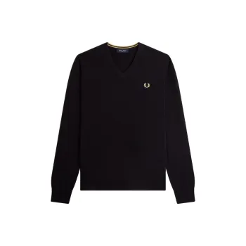 FRED PERRY Classic V Neck Jumper Sweatshirt Men's Black