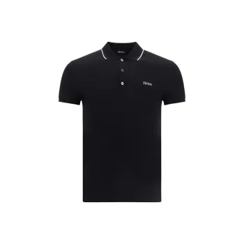 Zzegna Logo Embroidered Short Sleeved Polo Shirt