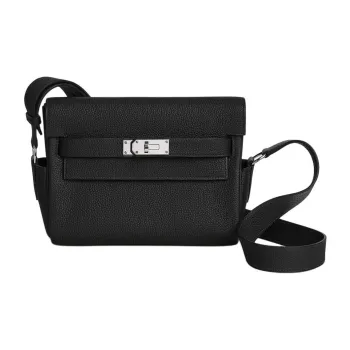 HERMES Kelly Togo Calfskin Shoulder Bag, Crossbody Bag Small Size Women's 89 Noir Black